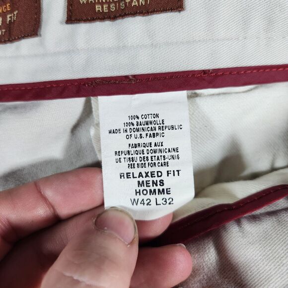 Vintage Eddie Bauer Ruston Fit Mens Dress Pants 42x32 Beige Cotton Pleated #44 - Picture 4 of 10